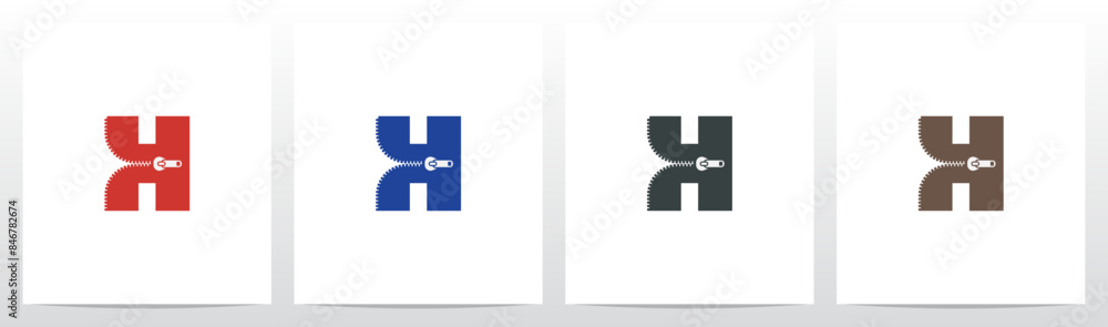 Obraz premium Zipper On Letter Initial Logo Design H