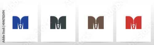 Zipper On Letter Initial Logo Design M
