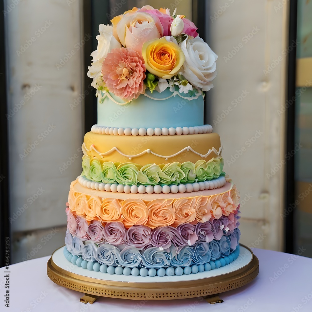 wedding cake with flowers