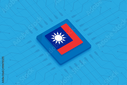 Taiwan national flag on CPU microprocessor