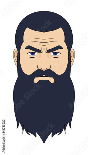 The face of a brutal bearded man