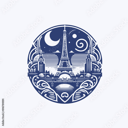 prance Paris tower circle design vector