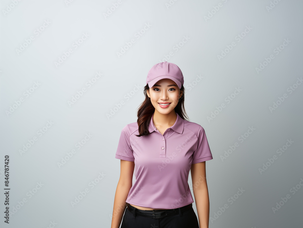A Woman in Purple Outfit on Isolated Background A Woman in Purple Outfit on Isolated Background