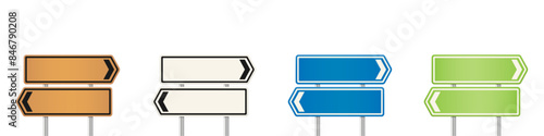 Set of realistic colored road signs pointers