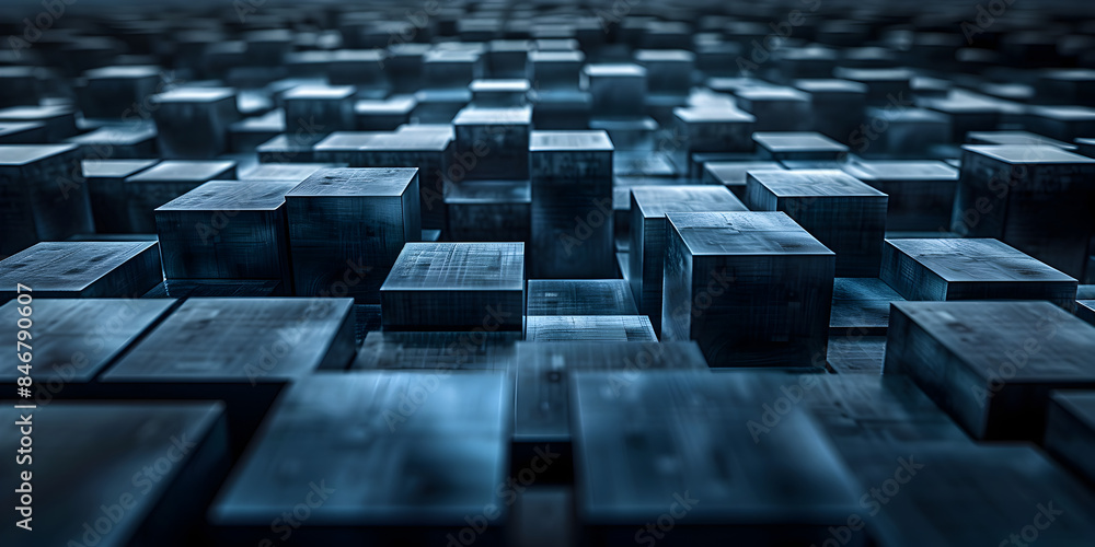 Fototapeta premium Abstract cubic digital background for graphics, data, AI, tech ....