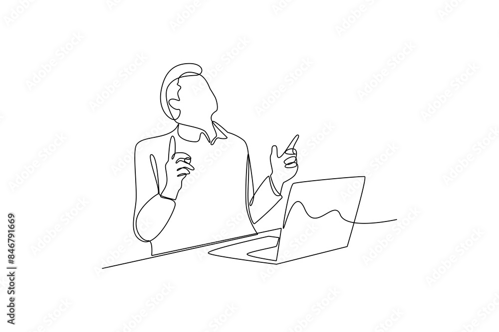 Simple continuous line drawing of young man very happy with his job. Work minimalist concept. Work environment activity. Work analysis icon. Simple continuous line drawing of young man very happy with his job. Work minimalist concept. Work environment activity. Work analysis icon.