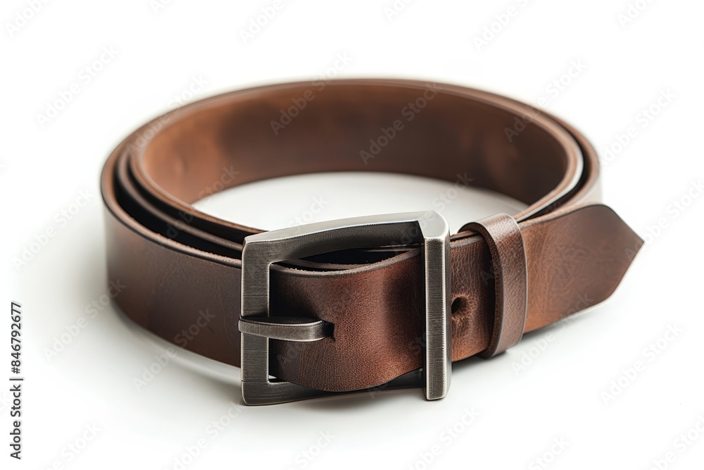 A Single Buckle Leather Belt with Brown Strap and Silver Rivets A Single Buckle Leather Belt with Brown Strap and Silver Rivets