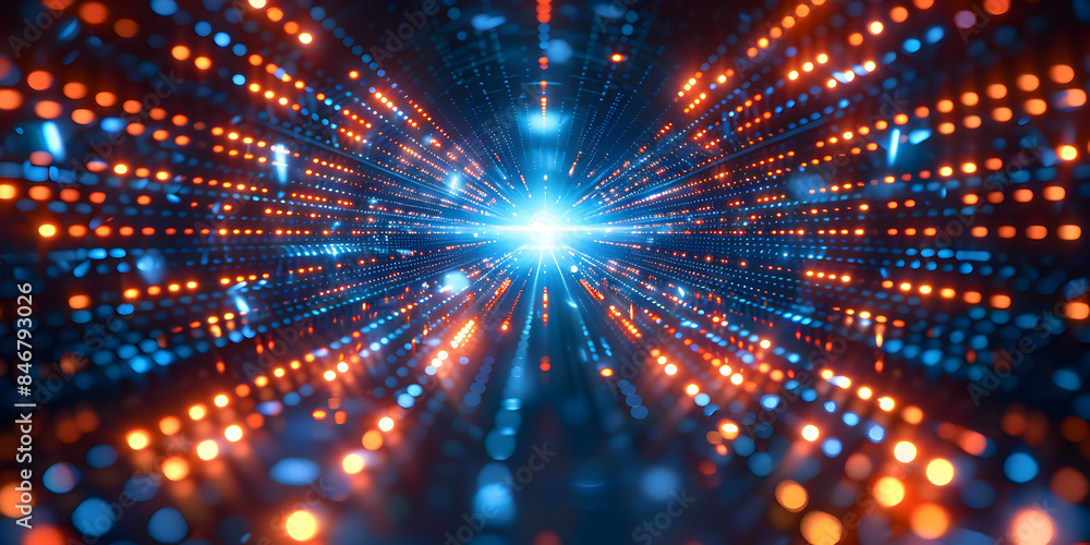 Fototapeta premium Abstract 3d digital background, lines, perspective, speed, for tech, data, audio, graphics