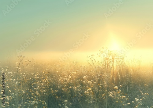 Golden Sunrise in a Field of Flowers © Riya