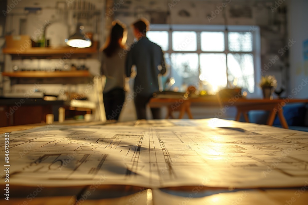 The architect is designing the drawings for the house The architect is designing the drawings for the house