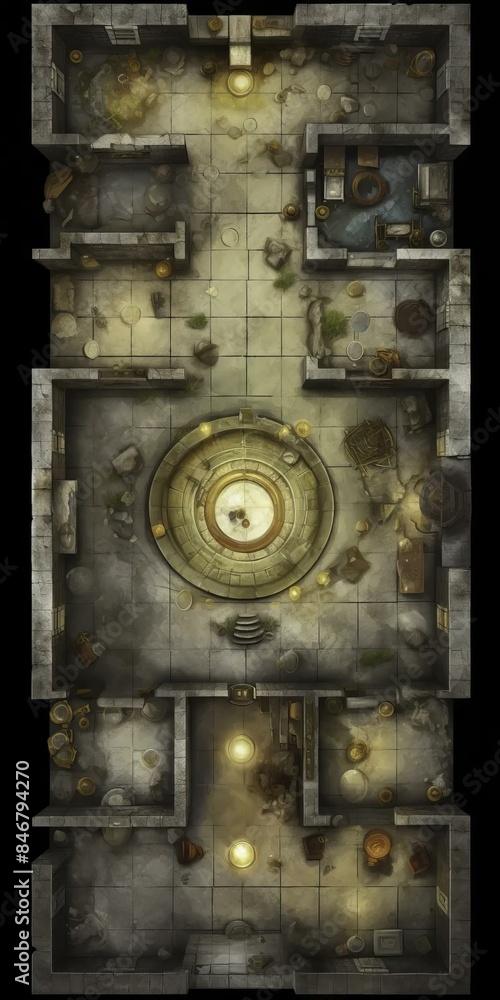 DnD Battlemap Treasure Room: Sumptuous hoard in ancient ruins. DnD Battlemap Treasure Room: Sumptuous hoard in ancient ruins.