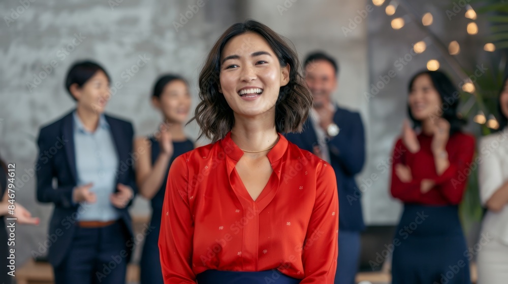 Obraz premium A smiling businesswoman in meeting