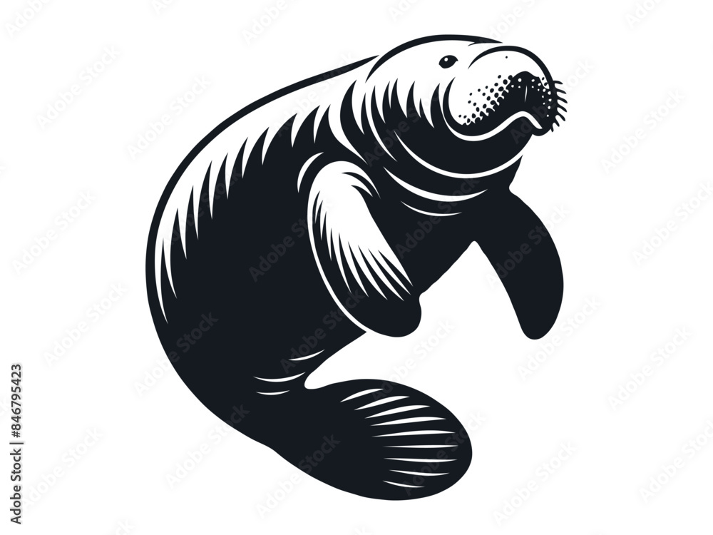 cute manatee silhouette vector illustration cute manatee silhouette vector illustration