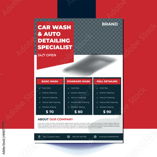 Flyer or poster template for car wash