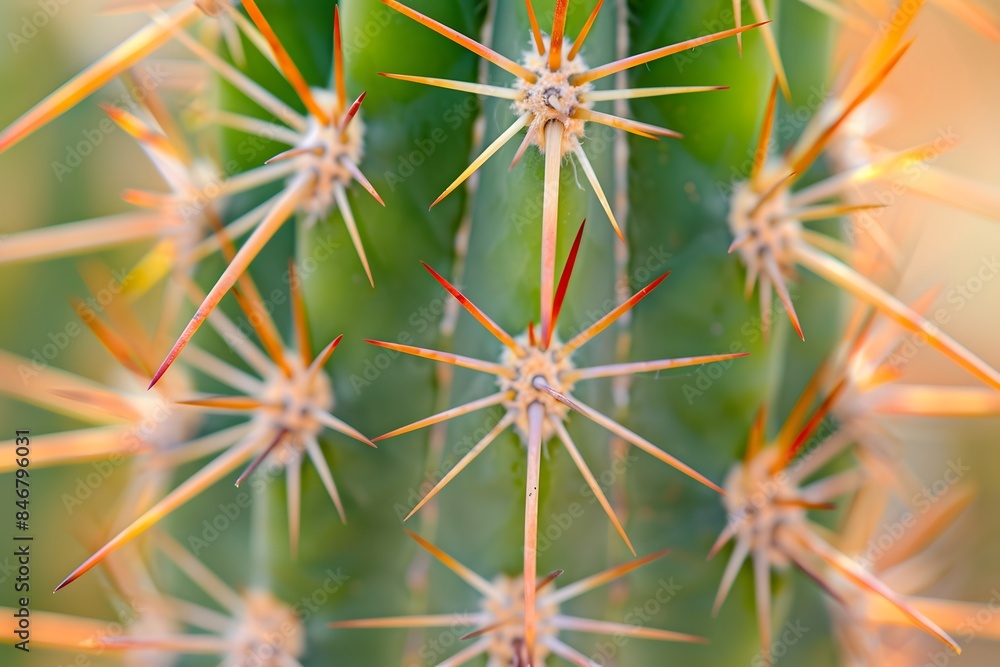 Close-Up of a Cactus with Sharp Spines Close-Up of a Cactus with Sharp Spines