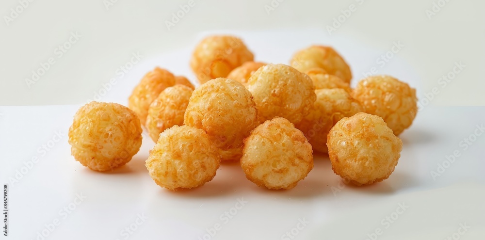 A delicious pile of deep fried treats sits on a white surface, ready to be enjoyed. A delicious pile of deep fried treats sits on a white surface, ready to be enjoyed.