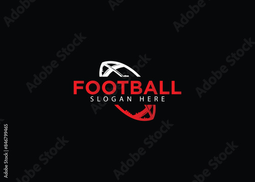American Football badge logo vector in black background - Rugby logo