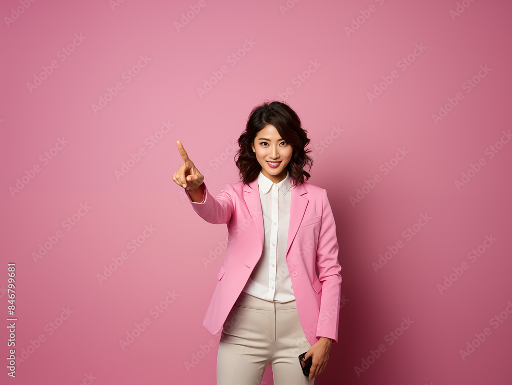 A Woman in Pink Outfit on Isolated Background A Woman in Pink Outfit on Isolated Background