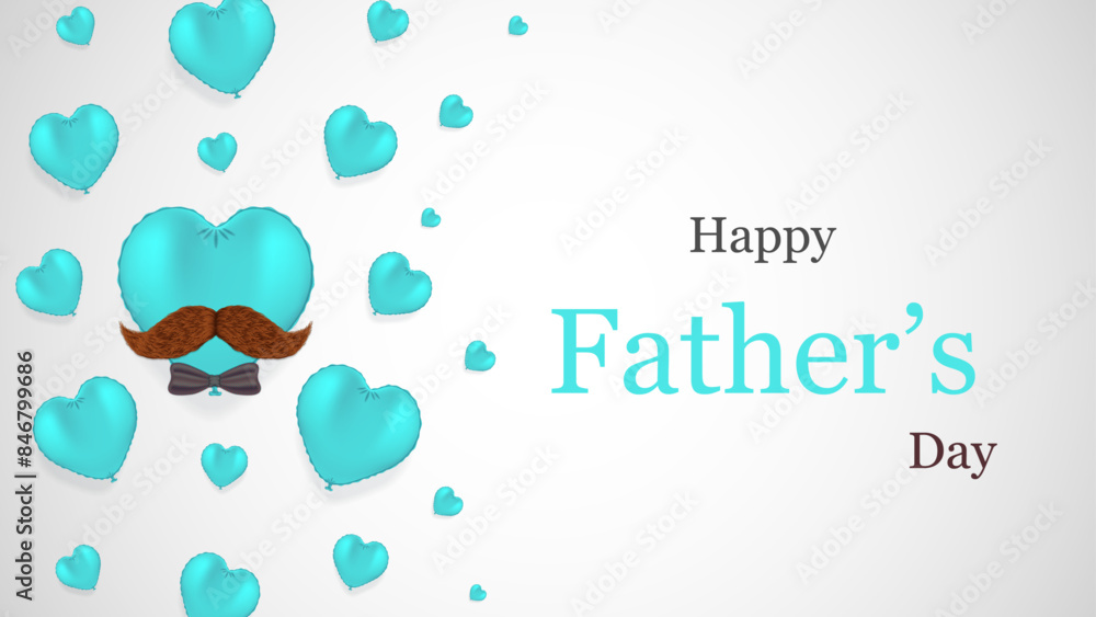 Happy Father's Day Greeting Card Design with Bow Tie and Mustache ...