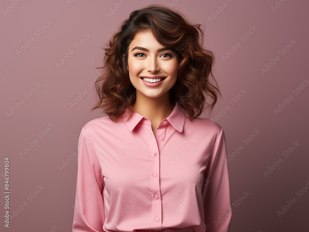A Woman in Pink Outfit on Isolated Background A Woman in Pink Outfit on Isolated Background