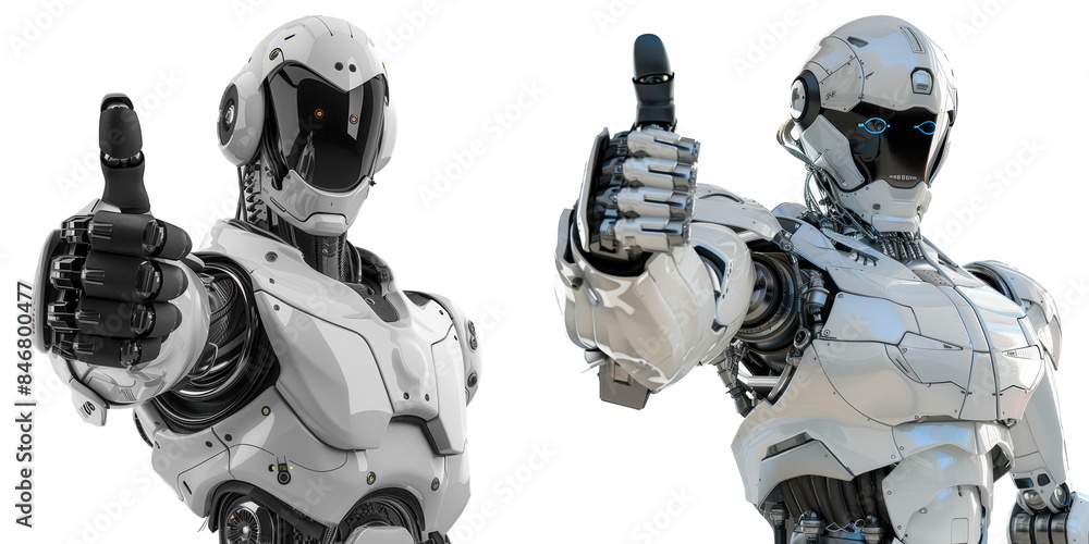 humanoid robot giving thumbs up isolated on a transparent background humanoid robot giving thumbs up isolated on a transparent background