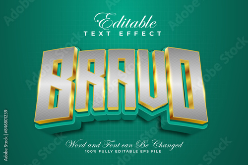 Bravo 3D editable text effect with green background