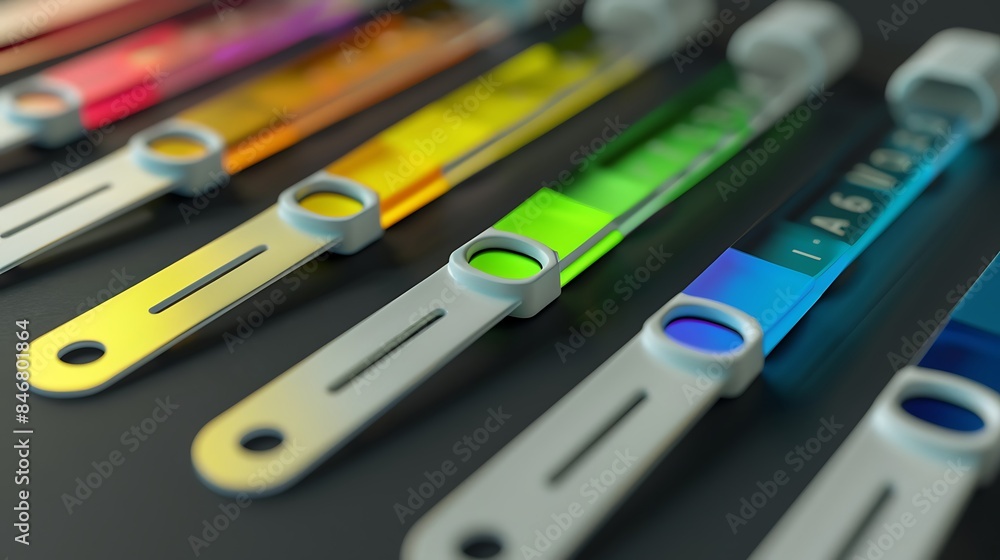 Colorful metallic sliders with a sleek design arranged in a row, showcasing vibrant hues and gradients on a dark surface. Colorful metallic sliders with a sleek design arranged in a row, showcasing vibrant hues and gradients on a dark surface.