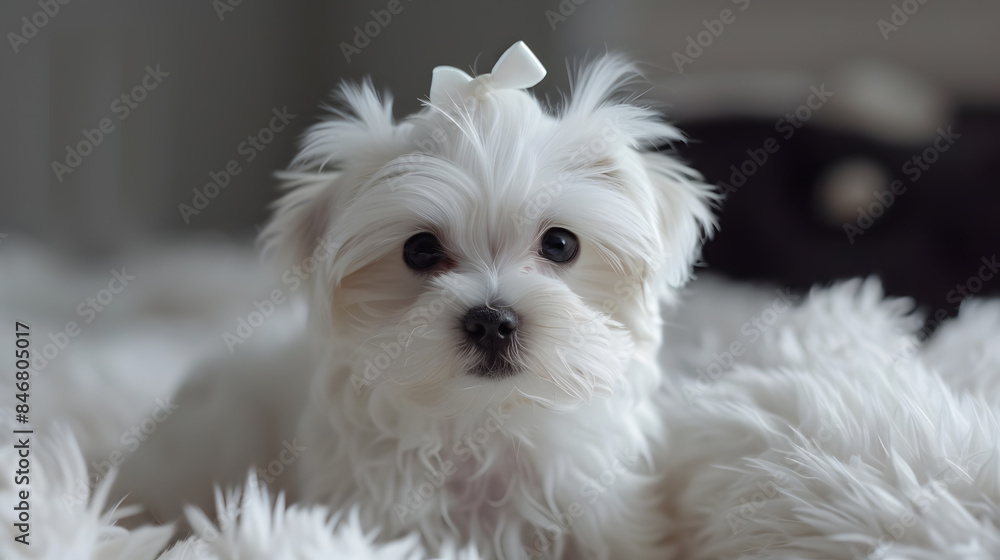 Adorable Maltese Puppy with Bow