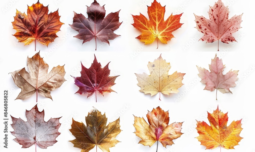 12 Various Autumn Leaves Hanging from Pins 12 Various Autumn Leaves Hanging from Pins