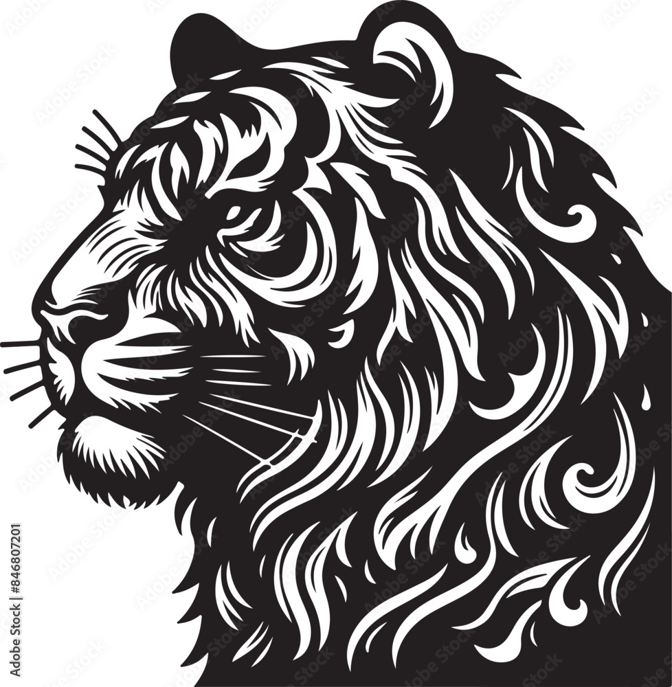 Tiger head silhouette vector art illustration Tiger head silhouette vector art illustration