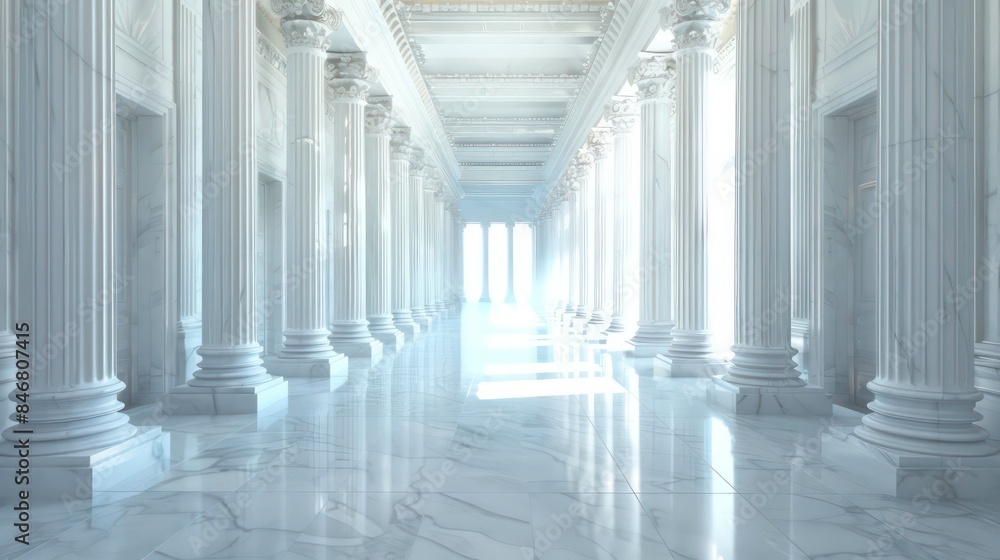 3d rendering white corridor pillars background,Marble pillars building detail. Generative AI 3d rendering white corridor pillars background,Marble pillars building detail. Generative AI