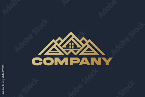 Logo design of a house roof.