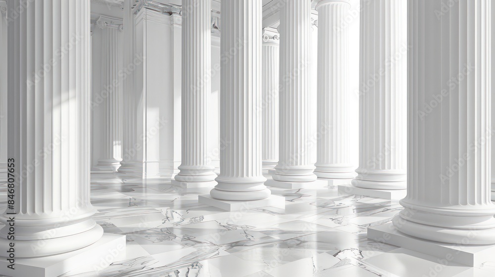 3d rendering white corridor pillars background,Marble pillars building detail. Generative AI 3d rendering white corridor pillars background,Marble pillars building detail. Generative AI