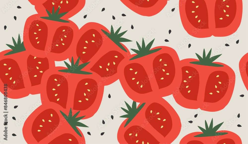 Cute tomato pattern background vector design Cute tomato pattern background vector design