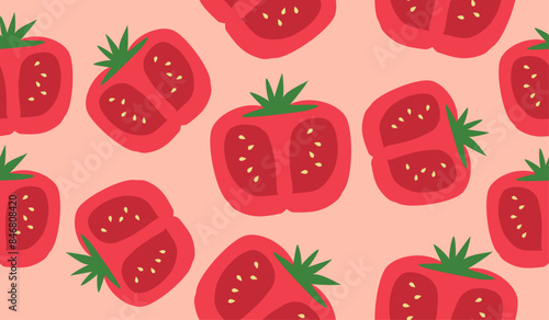 Cute tomato pattern background vector design