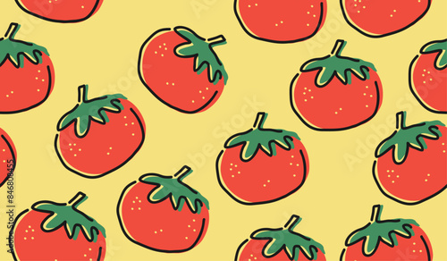 Cute tomato pattern background vector design