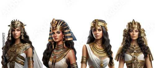 Stunningly Realistic Cleopatra Portrait with High Detail on Isolated Transparent Background