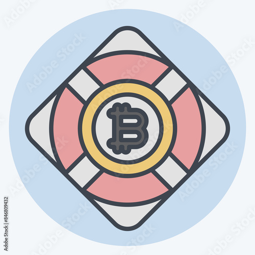 Icon Bitcoin Safety. related to Cryptography symbol. color mate style. simple design illustration