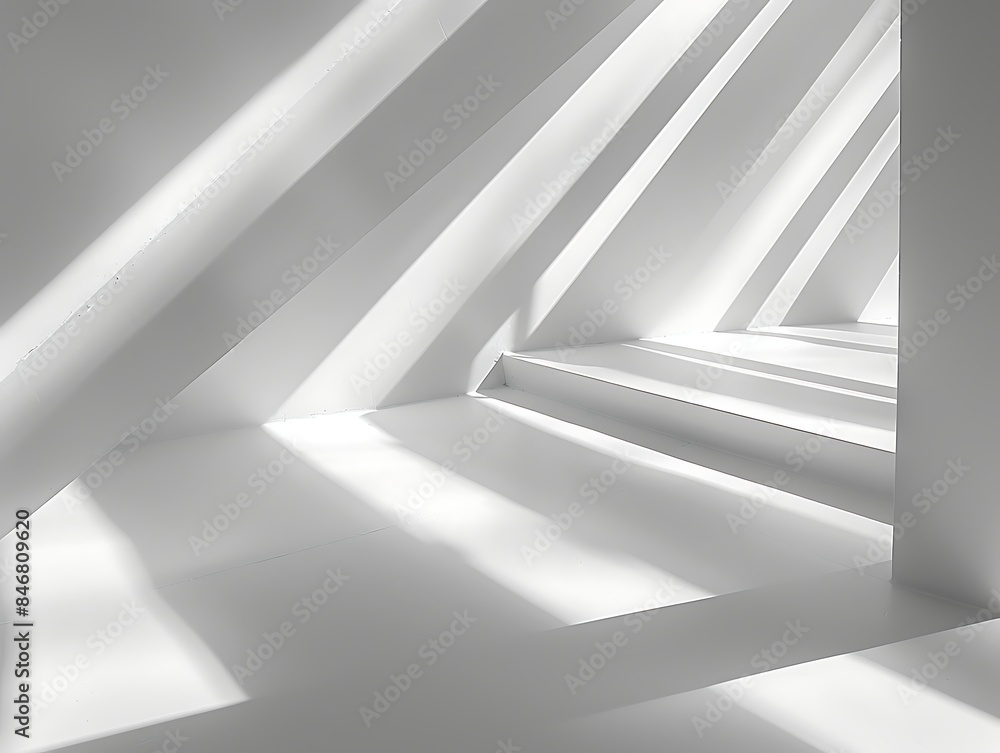 White staircase with shadows on the wall White staircase with shadows on the wall