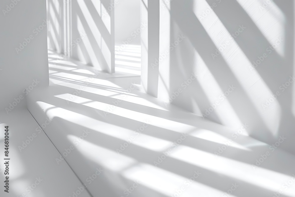 Obraz premium White staircase with shadows on the wall