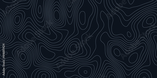 Abstract wavy topographic map. Abstract wavy and curved lines background. Abstract geometric topographic contour map background.  © Rony