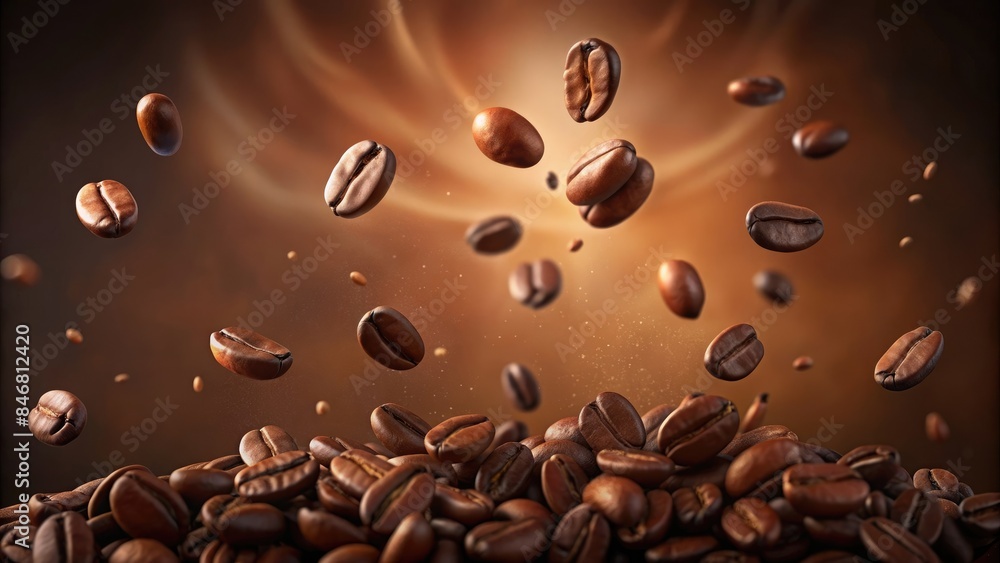 Coffee beans are flying in the air Coffee beans are flying in the air