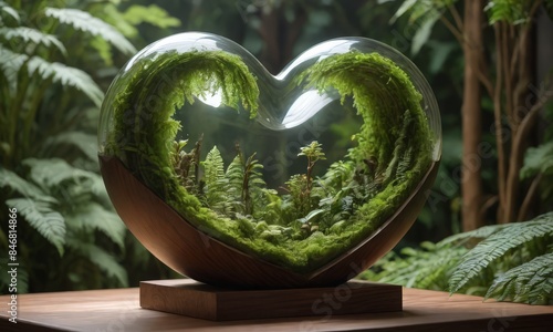 Heart-Shaped Terrarium with Plants photo