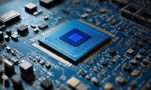 A Blue Chip on a Circuit Board photo