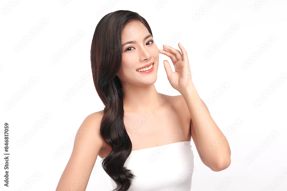 Beautiful young asian woman with clean fresh skin on white background, Face care, Facial treatment, Cosmetology, beauty and spa, Asian women portrait. Beautiful young asian woman with clean fresh skin on white background, Face care, Facial treatment, Cosmetology, beauty and spa, Asian women portrait.