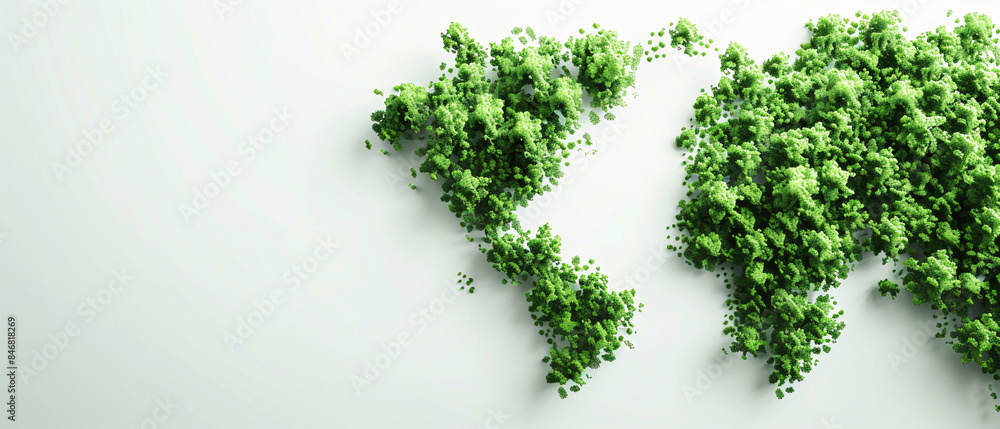 Green bushes shaped in a form of the world map Green bushes shaped in a form of the world map