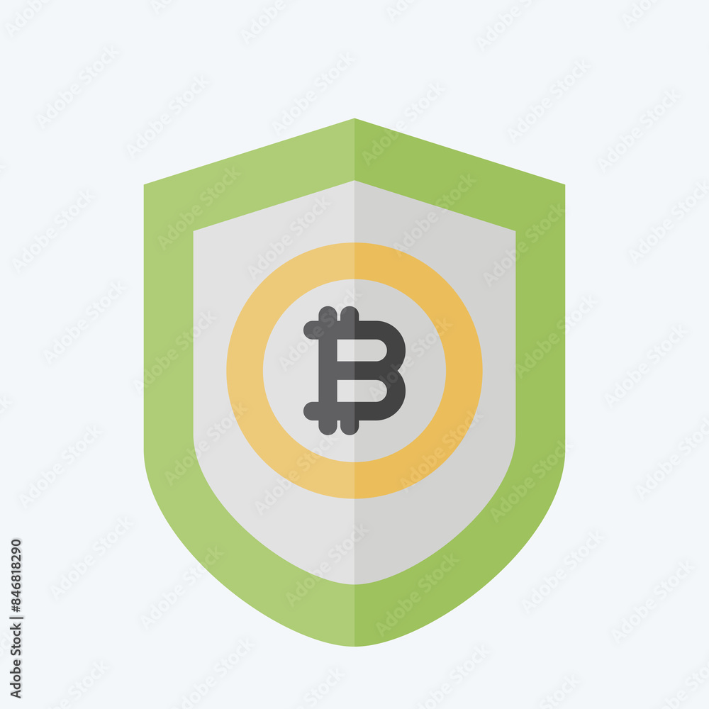 Icon Bitcoin Protection. related to Cryptography symbol. flat style. simple design illustration Icon Bitcoin Protection. related to Cryptography symbol. flat style. simple design illustration