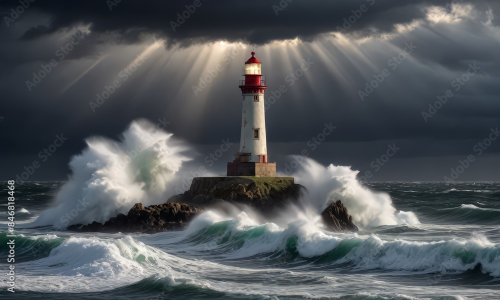 Lighthouse, Ocean, Waves Lighthouse, Ocean, Waves