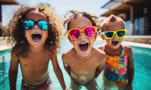 Happy smiling kids in sungl...