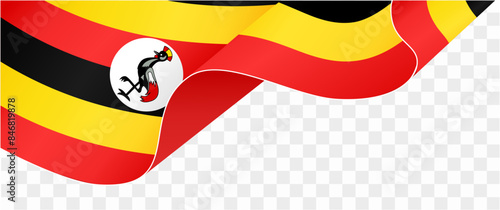 Uganda  flag wave isolated on png or transparent background vector illustration.